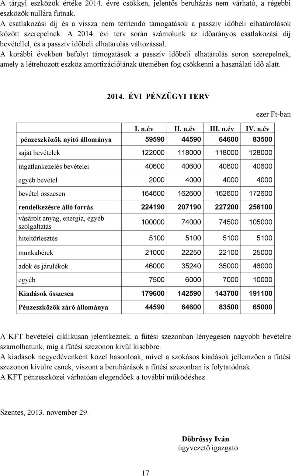 évi terv során számolunk az időarányos csatlakozási díj bevétellel, és a passzív időbeli elhatárolás változással.