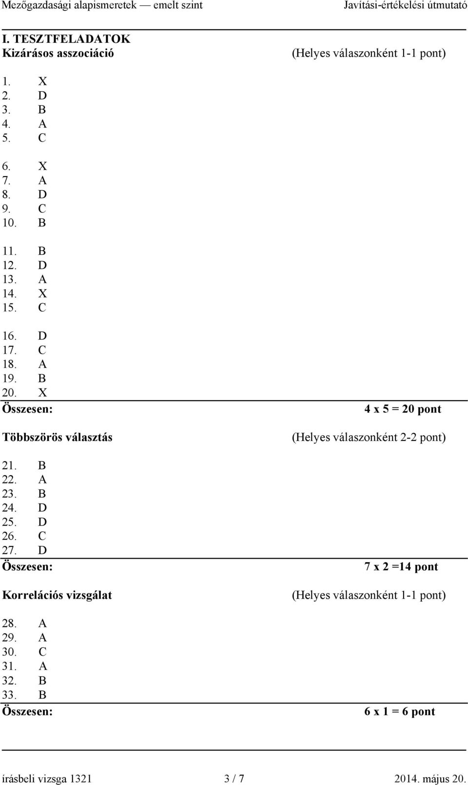 D 25. D 26. C 27. D Korrelációs vizsgálat 28. A 29. A 30. C 31. A 32. B 33.