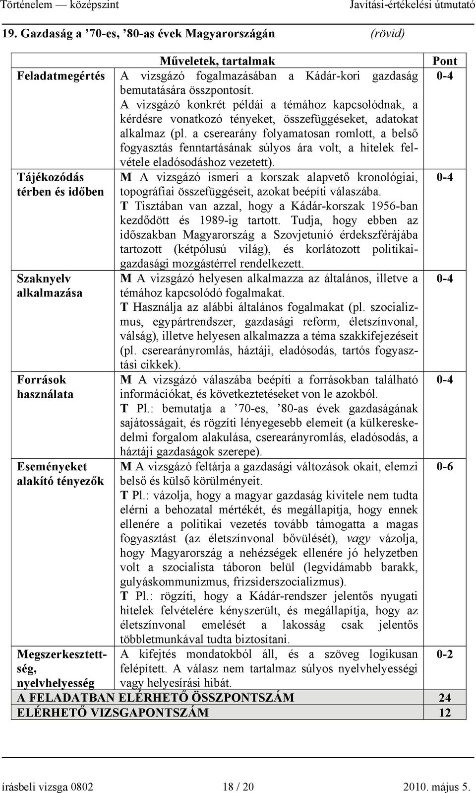 a cserearány folyamatosan romlott, a belső fogyasztás fenntartásának súlyos ára volt, a hitelek felvétele eladósodáshoz vezetett).