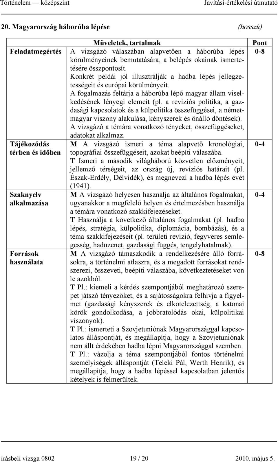 A fogalmazás feltárja a háborúba lépő magyar állam viselkedésének lényegi elemeit (pl.