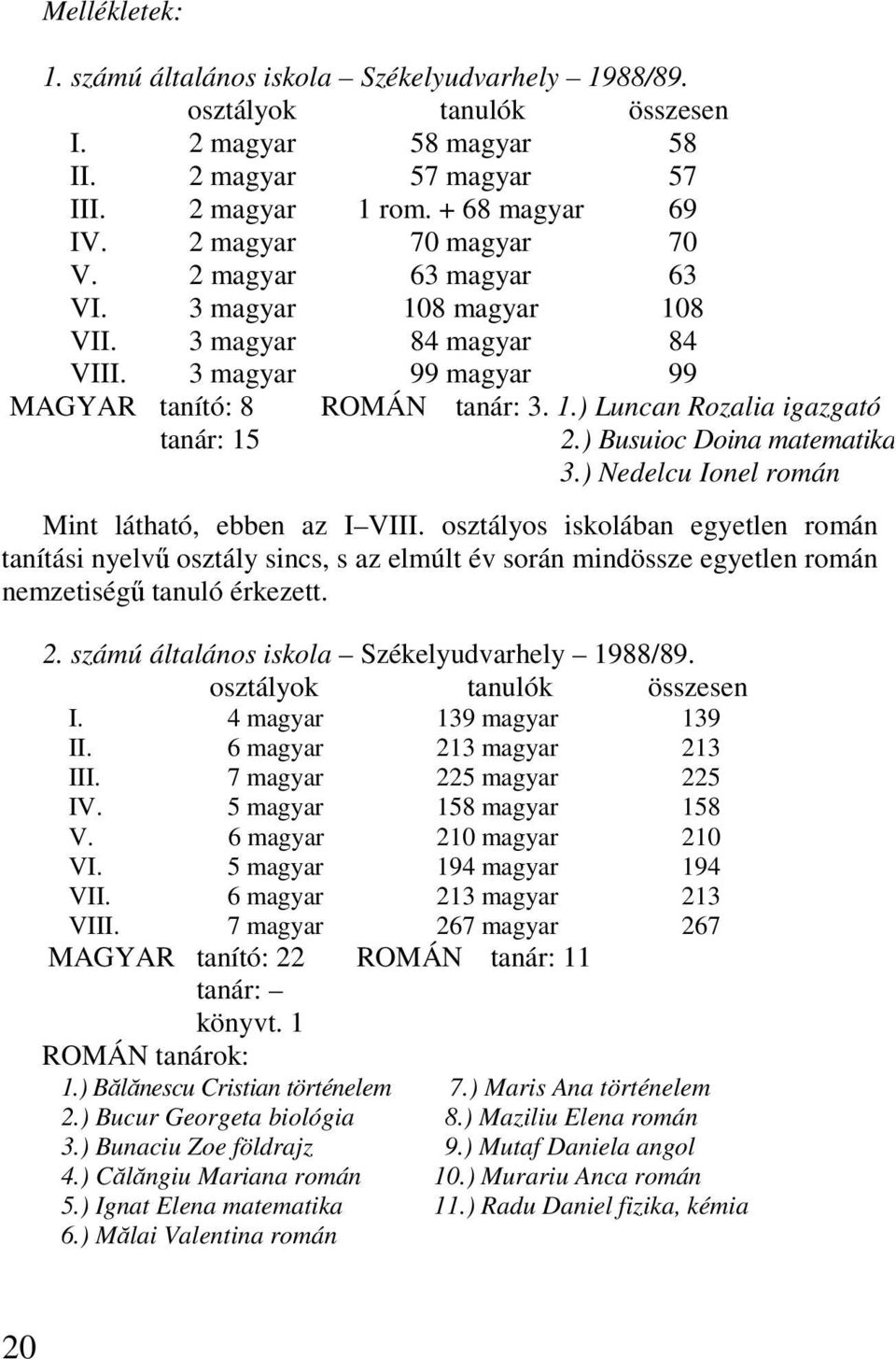 ) Busuioc Doina matematika 3.) Nedelcu Ionel román Mint látható, ebben az IVIII.