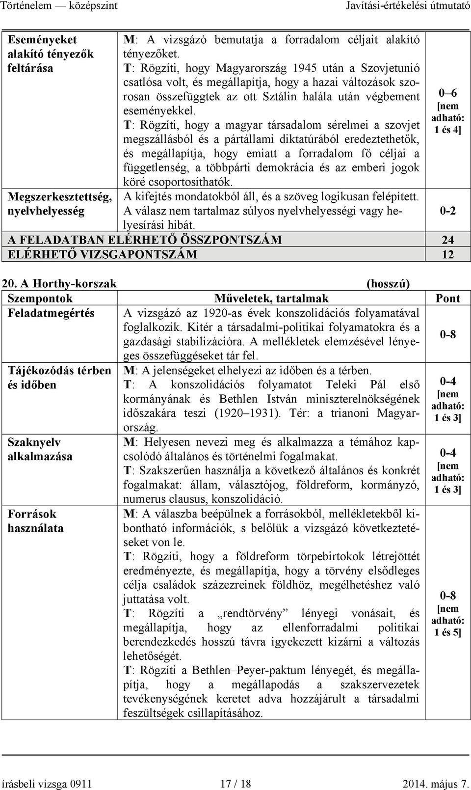 T: Rögzíti, hogy a magyar társadalom sérelmei a szovjet megszállásból és a pártállami diktatúrából eredeztethetők, és megállapítja, hogy emiatt a forradalom fő céljai a függetlenség, a többpárti