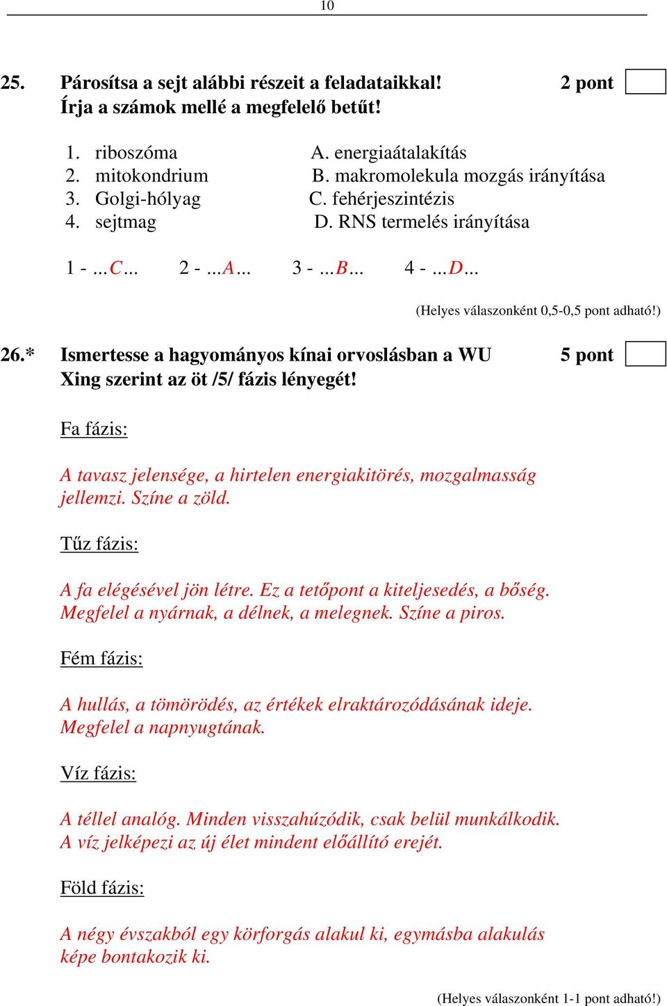 Fa fázis: A tavasz jelensége, a hirtelen energiakitörés, mozgalmasság jellemzi. Színe a zöld. T z fázis: A fa elégésével jön létre. Ez a tet pont a kiteljesedés, a b ség.