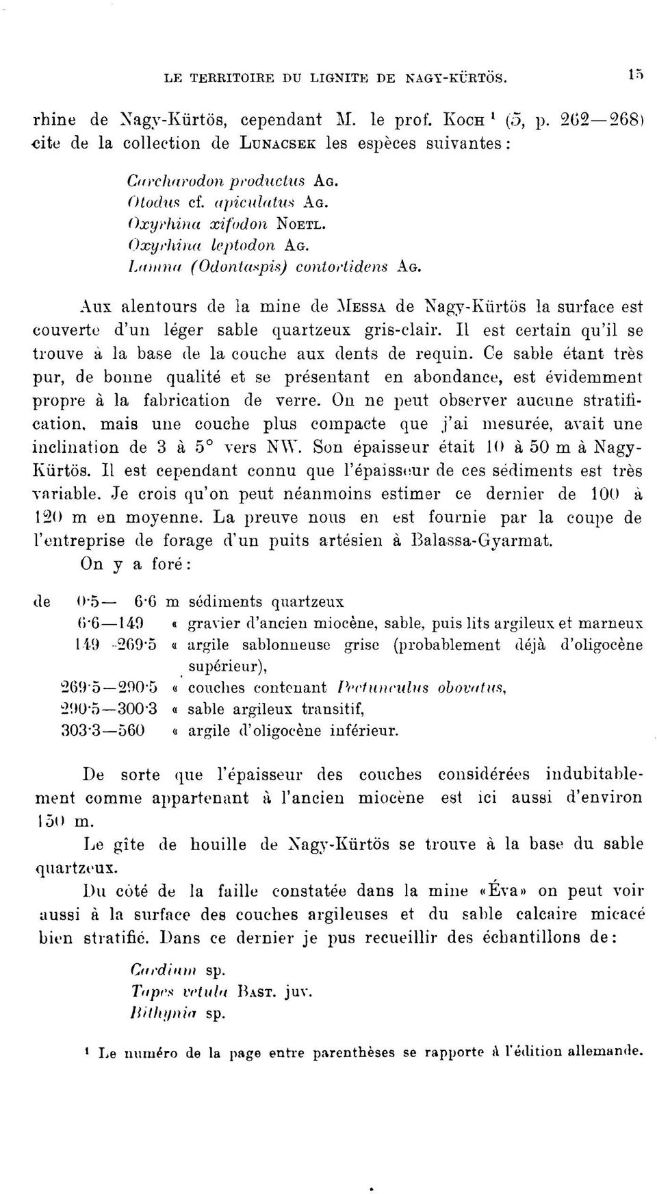 Aux alentours de la mine de MESSA de Nagy-Kürtös la surface est couverte d'un léger sable quartzeux gris-clair. Il est certain qu'il se trouve a la base de la couche aux dents de requin.