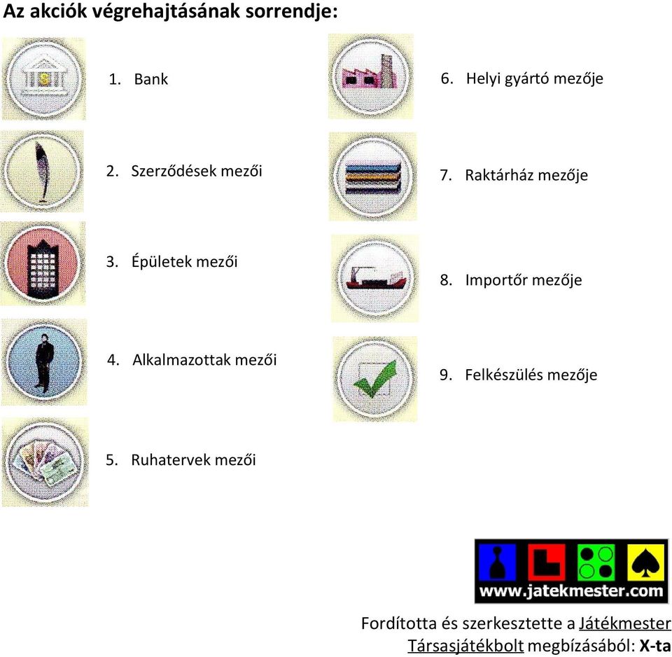 Importőr mezője 4. Alkalmazottak mezői 9. Felkészülés mezője 5.