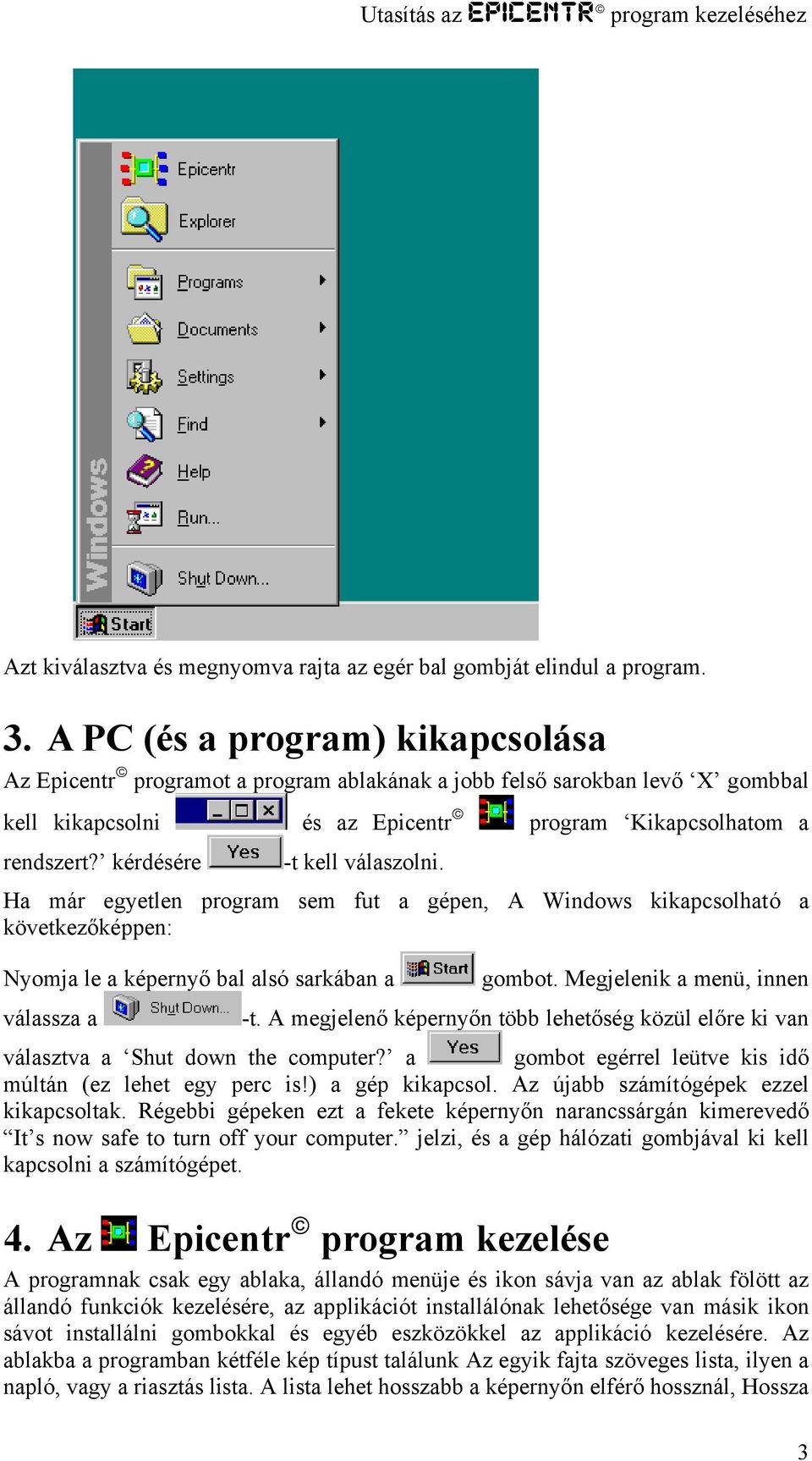 Utasítás az Epicentr program kezeléséhez - PDF Ingyenes letöltés