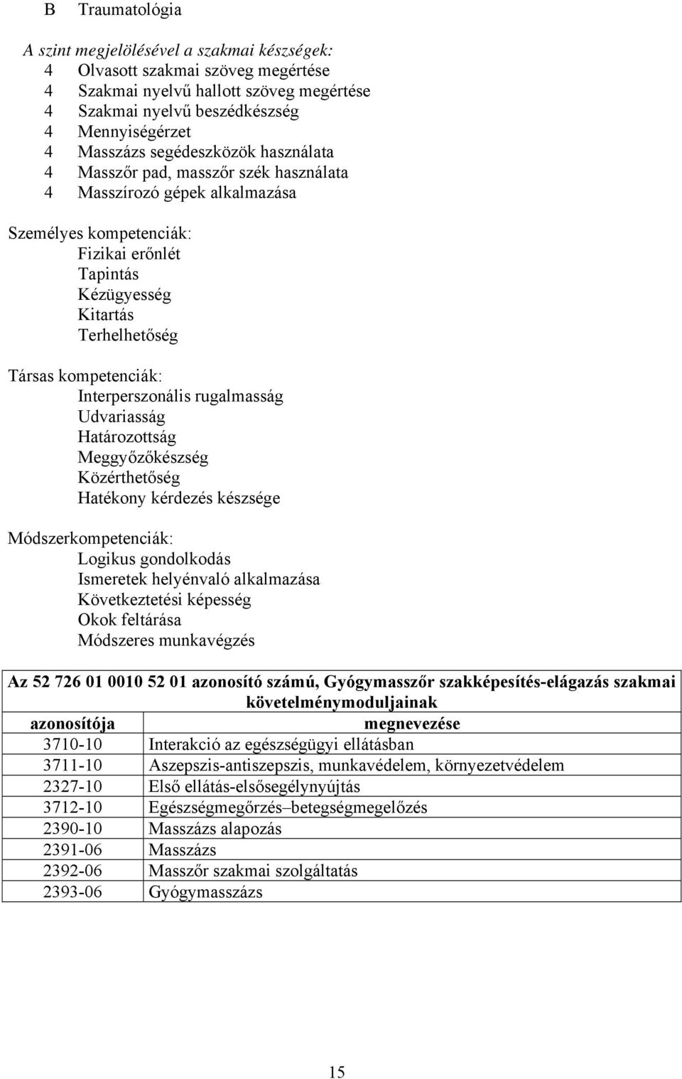 Interperszonális rugalmasság Udvariasság Határozottság Meggyőzőkészség Közérthetőség Hatékony kérdezés készsége Módszerkompetenciák: Logikus gondolkodás Ismeretek helyénvaló alkalmazása