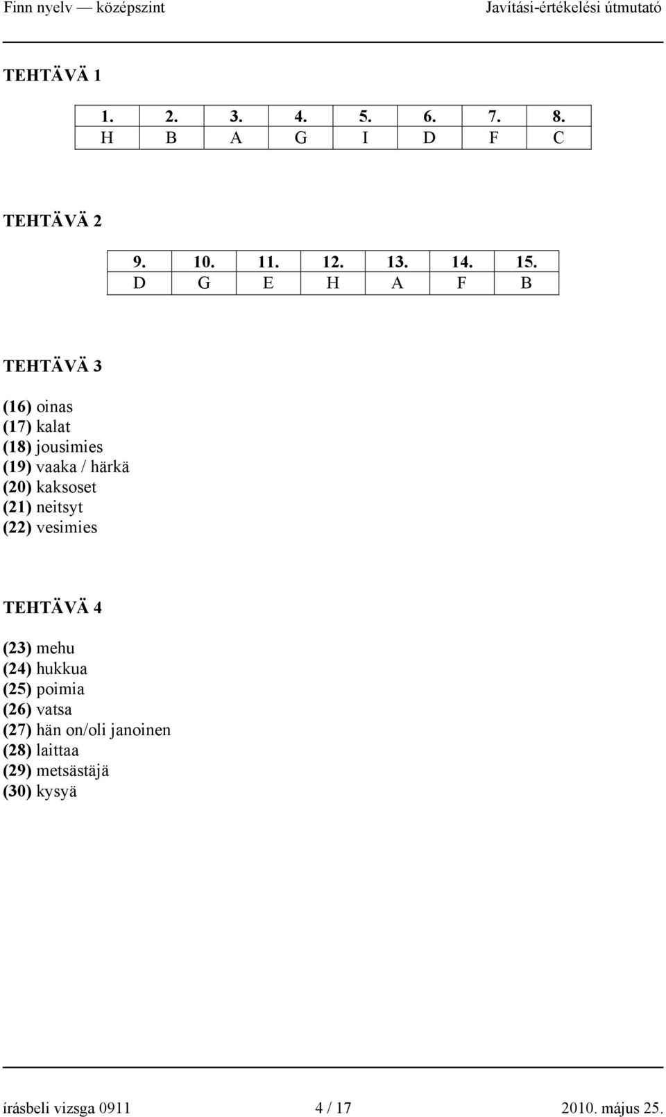 kaksoset (21) neitsyt (22) vesimies TEHTÄVÄ 4 (23) mehu (24) hukkua (25) poimia (26) vatsa