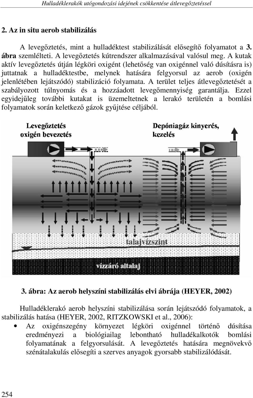 A kutak aktív levegőztetés útján légköri oxigént (lehetőség van oxigénnel való dúsításra is) juttatnak a hulladéktestbe, melynek hatására felgyorsul az aerob (oxigén jelenlétében lejátszódó)