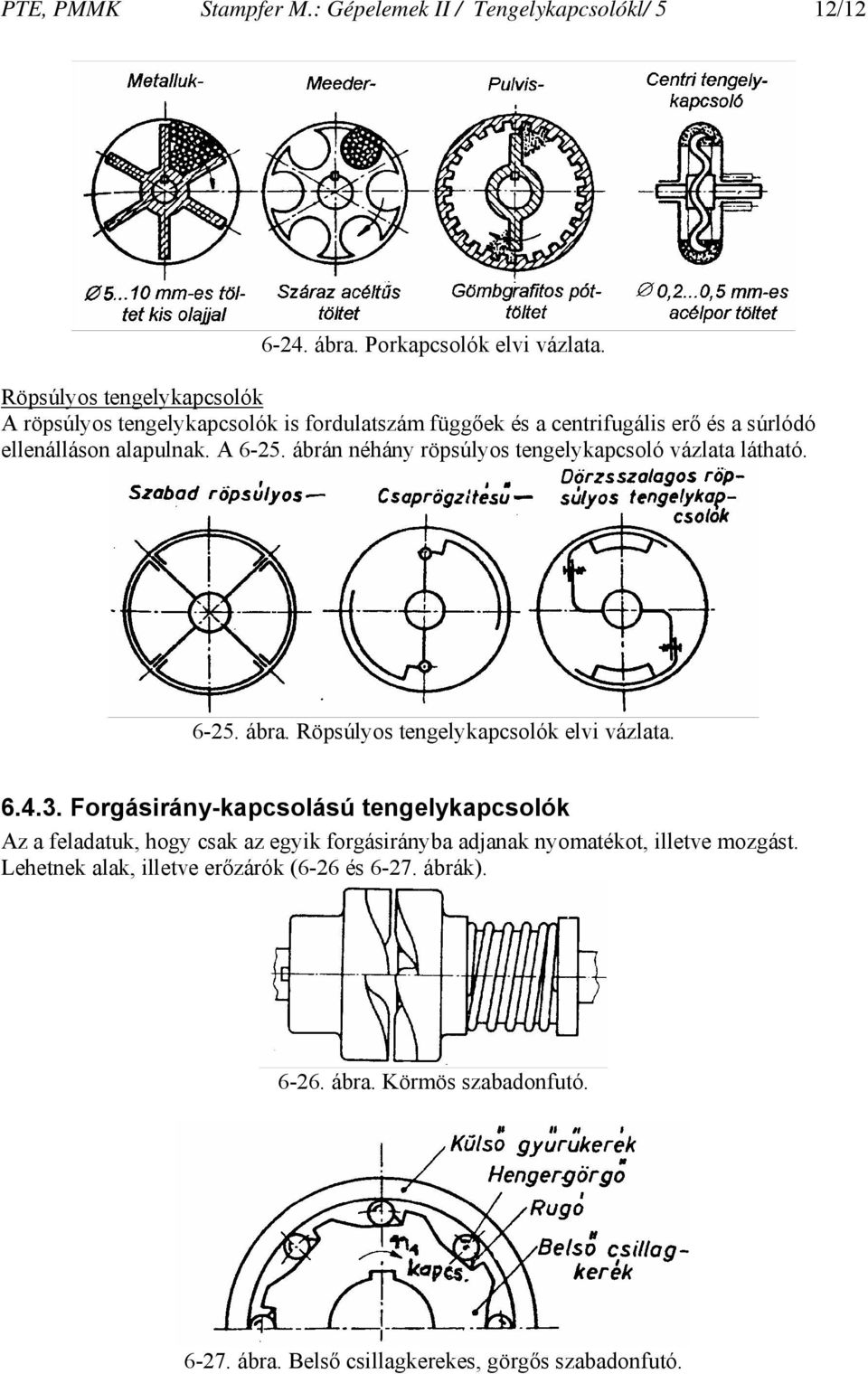 ábrán néhány röpsúlyos tengelykapcsoló vázlata látható. 6-25. ábra. Röpsúlyos tengelykapcsolók elvi vázlata. 6.4.3.