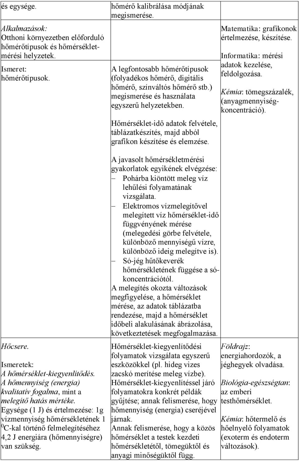 Egysége (1 J) és értelmezése: 1g vízmennyiség hőmérsékletének 1 0 C-kal történő felmelegítéséhez 4,2 J energiára (hőmennyiségre) van szükség. hőmérő kalibrálása módjának megismerése.
