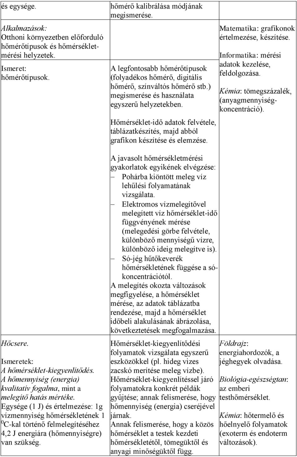 Egysége (1 J) és értelmezése: 1g vízmennyiség hőmérsékletének 1 0 C-kal történő felmelegítéséhez 4,2 J energiára (hőmennyiségre) van szükség. hőmérő kalibrálása módjának megismerése.