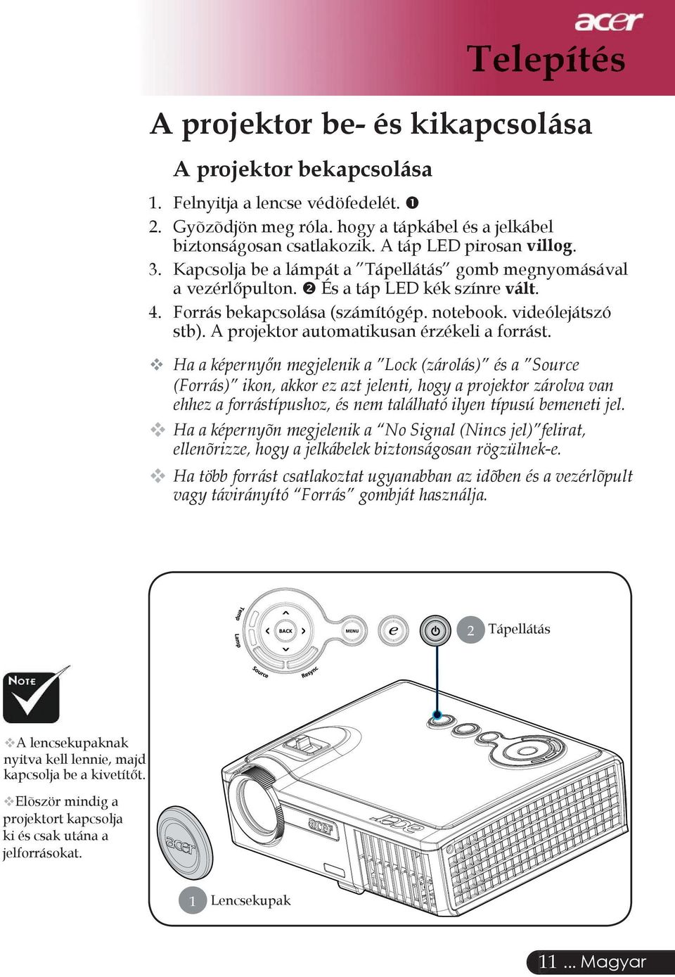 Kézikönyv. Acer PD323/PD311 sorozatú projektorokhoz - PDF Free Download
