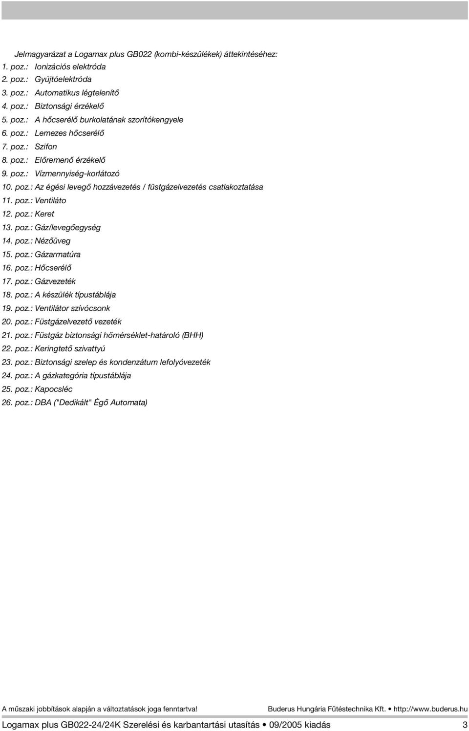 poz.: Keret 13. poz.: Gáz/levegõegység 14. poz.: Nézõüveg 15. poz.: Gázarmatúra 16. poz.: Hõcserélõ 17. poz.: Gázvezeték 18. poz.: A készülék típustáblája 19. poz.: Ventilátor szívócsonk 20. poz.: Füstgázelvezetõ vezeték 21.