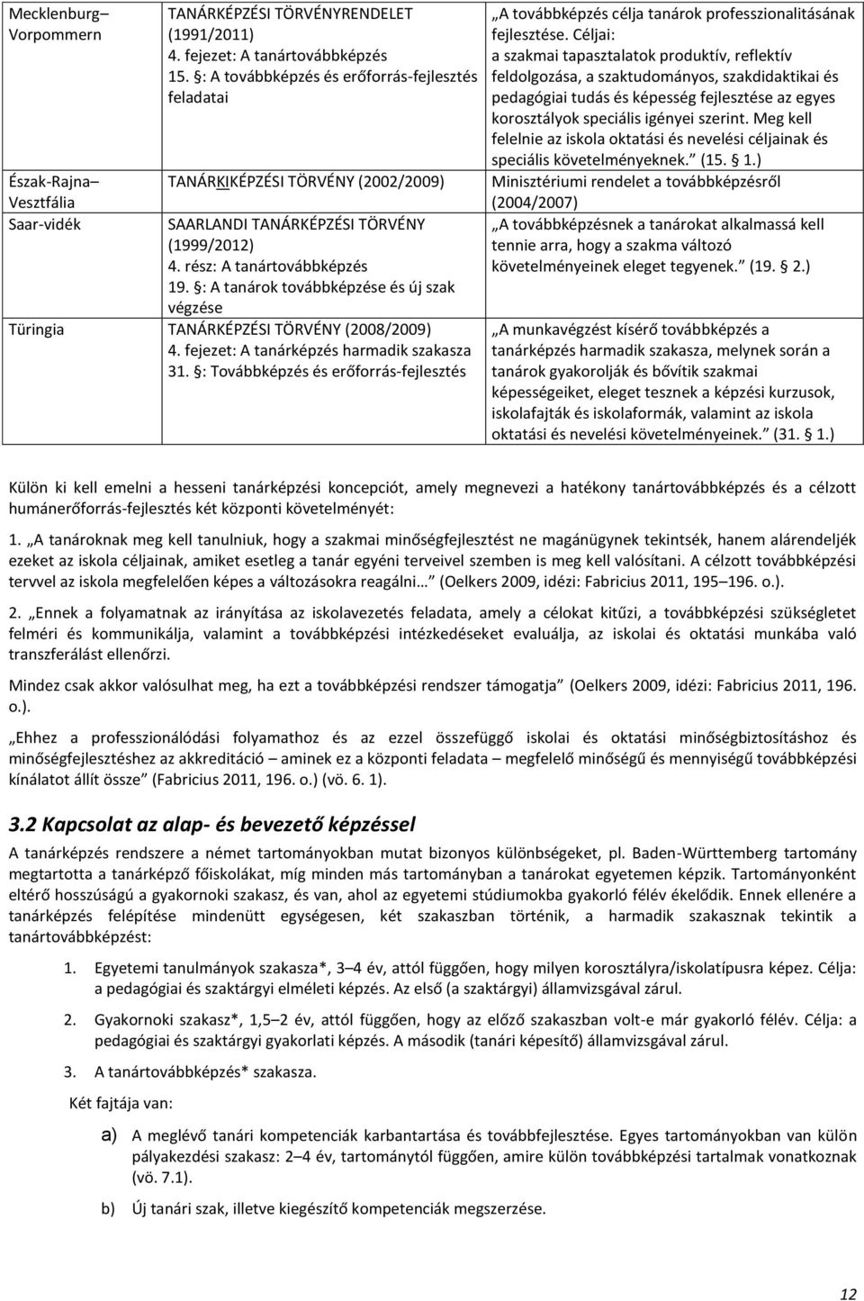 : A tanárok továbbképzése és új szak végzése Türingia TANÁRKÉPZÉSI TÖRVÉNY (2008/2009) 4. fejezet: A tanárképzés harmadik szakasza 31.