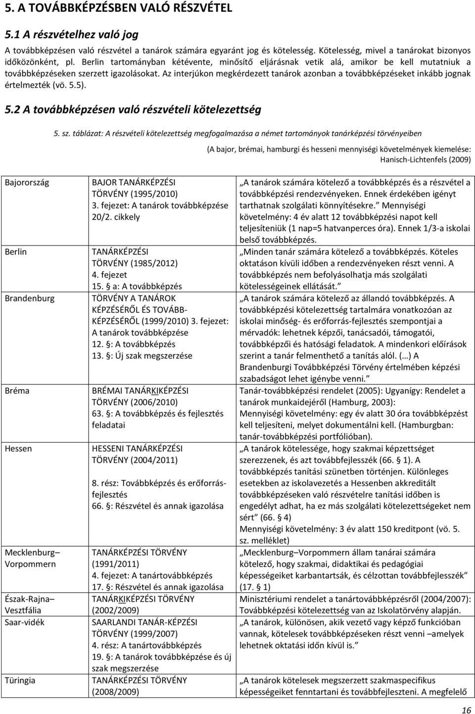 Az interjúkon megkérdezett tanárok azonban a továbbképzéseket inkább jognak értelmezték (vö. 5.5). 5.2 A továbbképzésen való részvételi kötelezettség 5. sz.