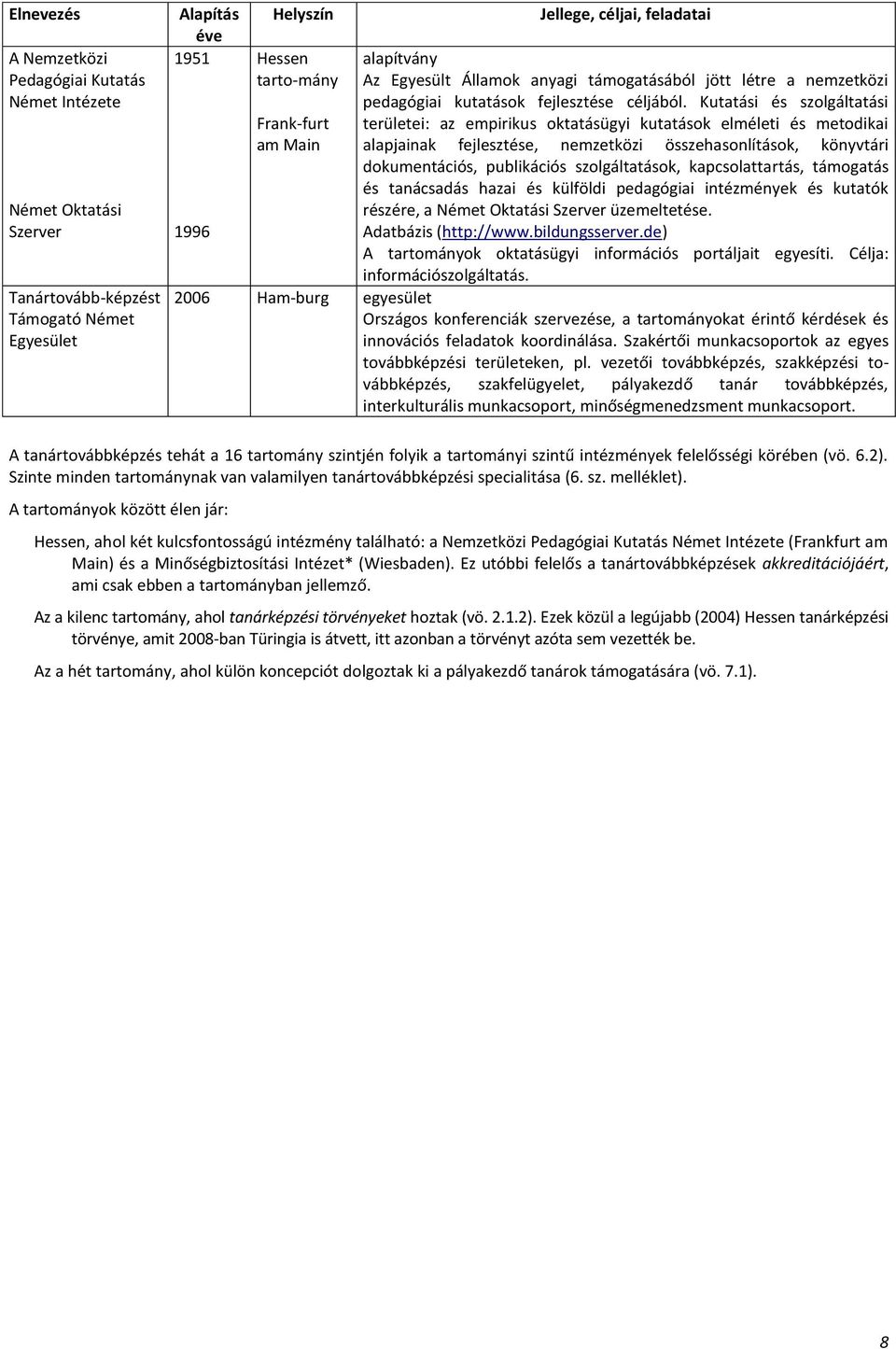 Kutatási és szolgáltatási területei: az empirikus oktatásügyi kutatások elméleti és metodikai alapjainak fejlesztése, nemzetközi összehasonlítások, könyvtári dokumentációs, publikációs