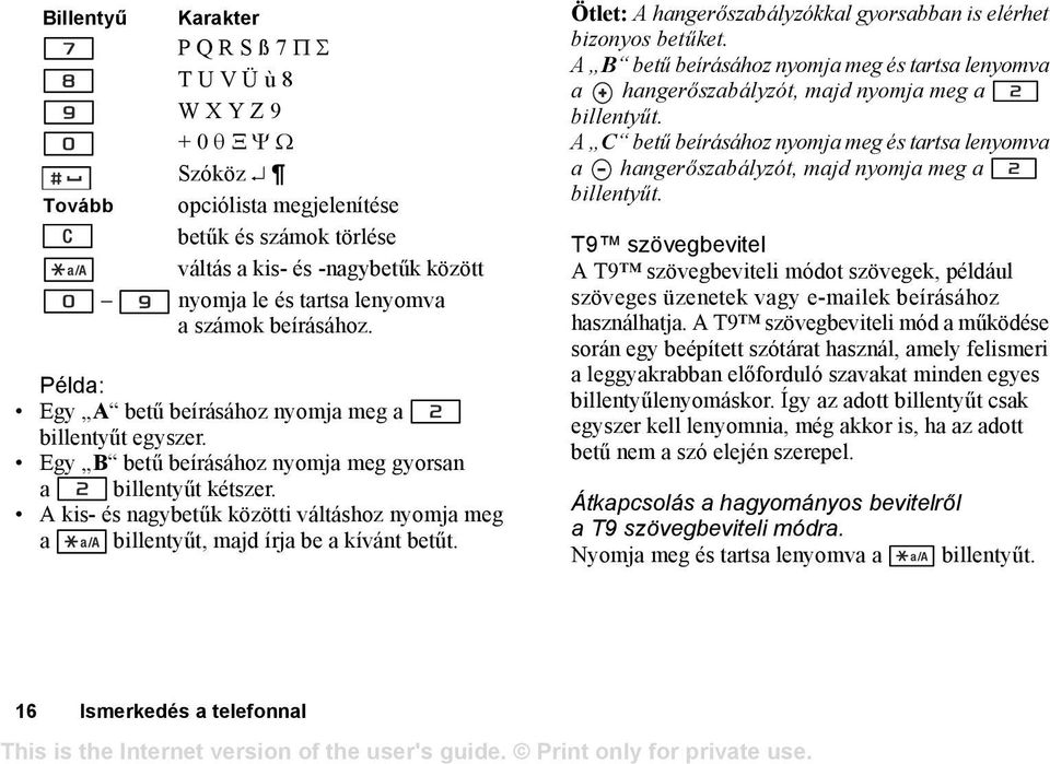 A kis- és nagybetűk közötti váltáshoz nyomja meg a billentyűt, majd írja be a kívánt betűt. Ötlet: A hangerőszabályzókkal gyorsabban is elérhet bizonyos betűket.