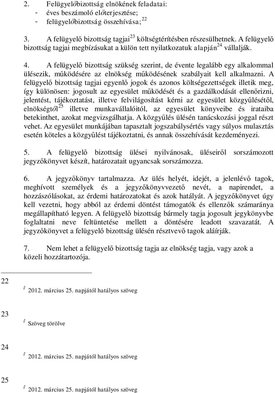 A felügyelő bizottság szükség szerint, de évente legalább egy alkalommal ülésezik, működésére az elnökség működésének szabályait kell alkalmazni.
