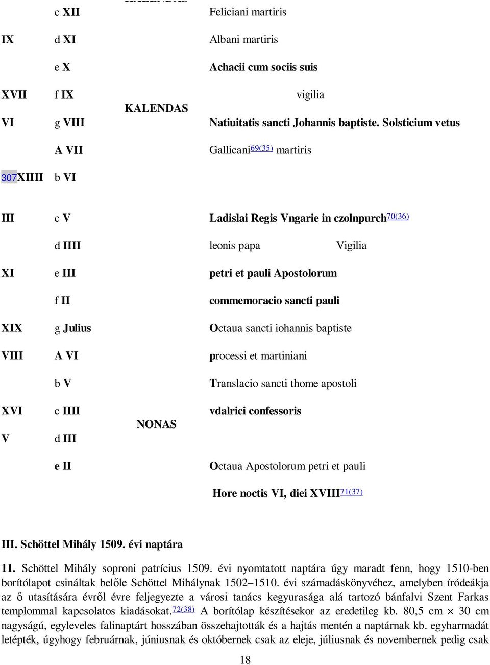 sancti pauli XIX g Julius Octaua sancti iohannis baptiste VIII A VI processi et martiniani b V Translacio sancti thome apostoli XVI V c IIII d III NONAS vdalrici confessoris e II Octaua Apostolorum