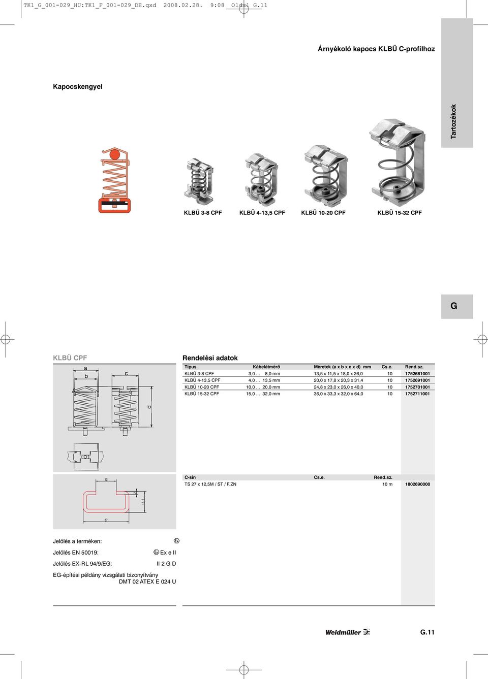 .. 13,5 mm 20,0 x 17,8 x 20,3 x 31,4 10 1752691001 KLBÜ 10-20 CPF 10,0... 20,0 mm 24,8 x 23,0 x 26,0 x 40,0 10 1752701001 KLBÜ 15-32 CPF 15,0.