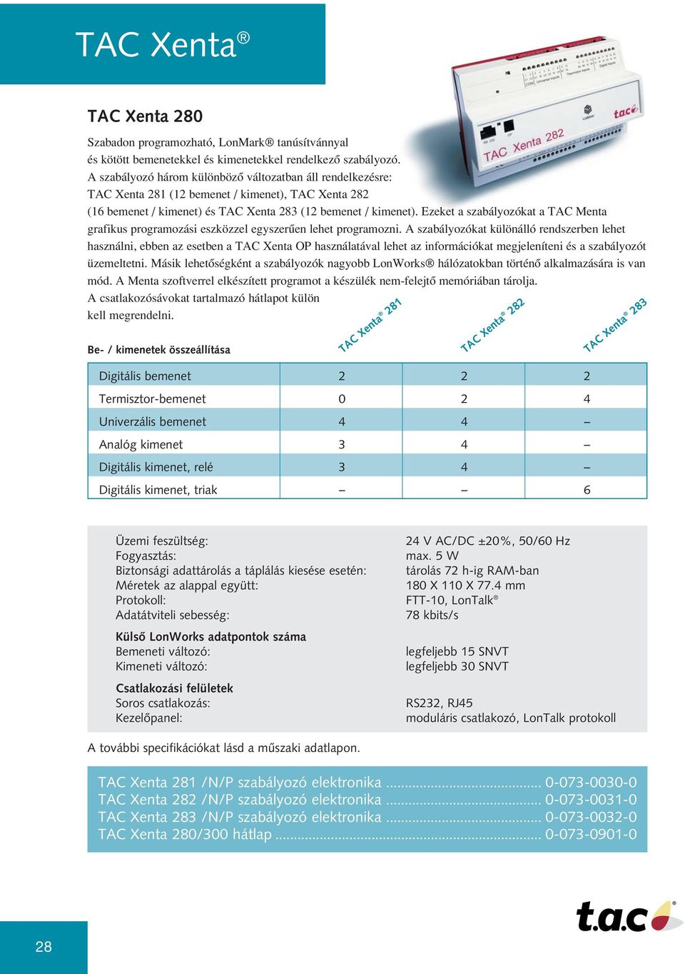 Ezeket a szabályozókat a TAC Menta grafikus programozási eszközzel egyszerûen lehet programozni.