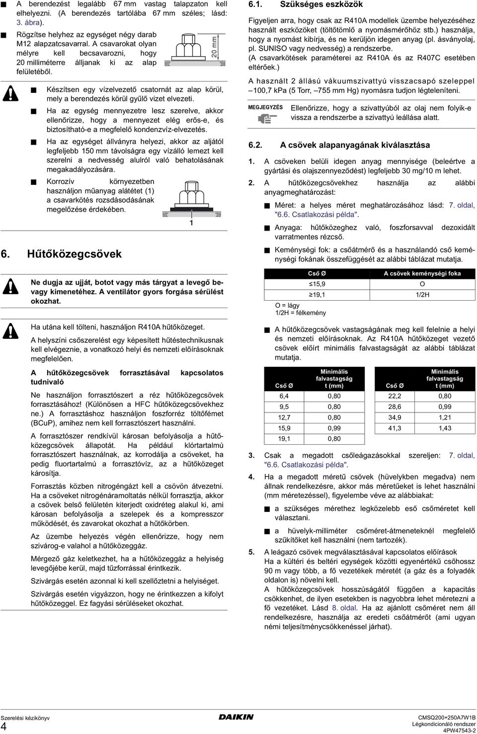 Ha az egység mennyezetre lesz szerelve, akkor ellenőrizze, hogy a mennyezet elég erős-e, és biztosítható-e a megfelelő kondenzvíz-elvezetés.