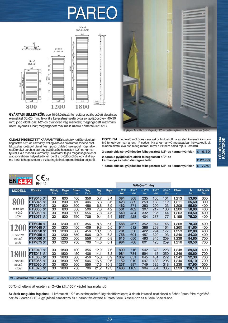 Magasság 1800 mm, szélesség 600 mm, Fehér Standard szín (kód 01).