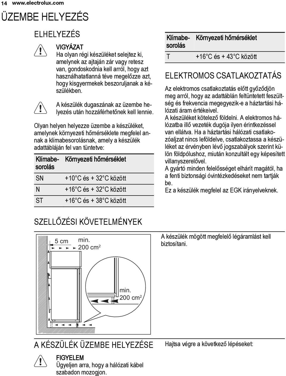 kisgyermekek beszoruljanak a készülékben. A készülék dugaszának az üzembe helyezés után hozzáférhetőnek kell lennie.