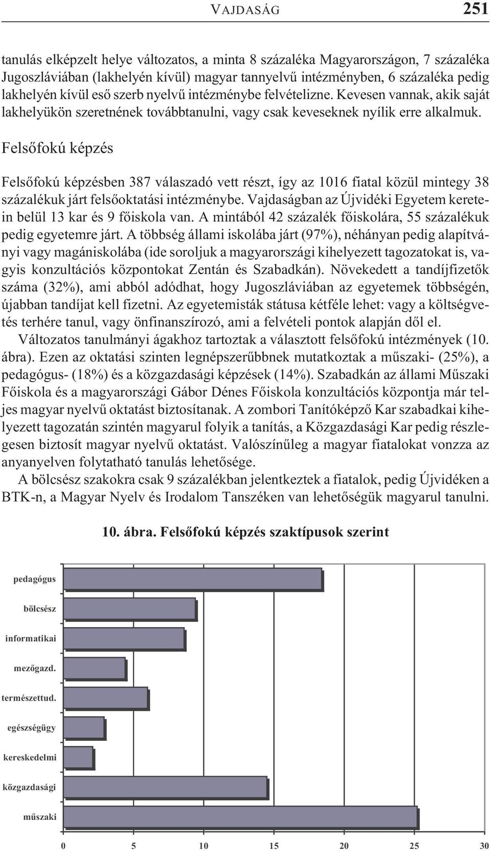 Felsõfokú képzés Felsõfokú képzésben 387 válaszadó vett részt, így az 116 fiatal közül mintegy 38 százalékuk járt felsõoktatási intézménybe.