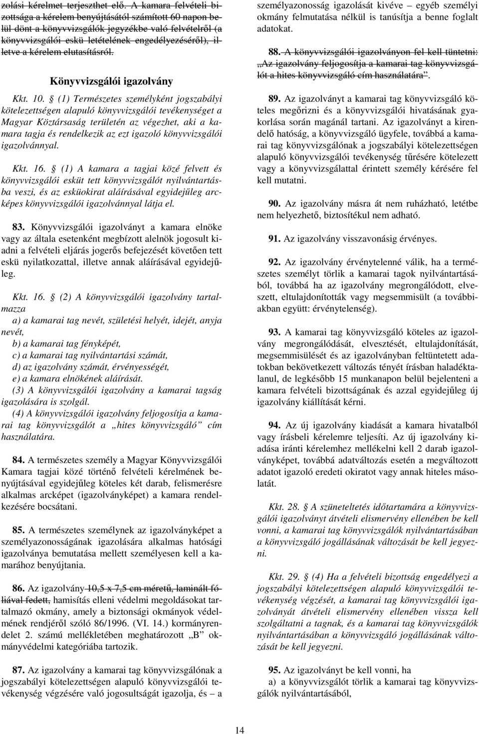 elutasításról. Könyvvizsgálói igazolvány Kkt. 10.