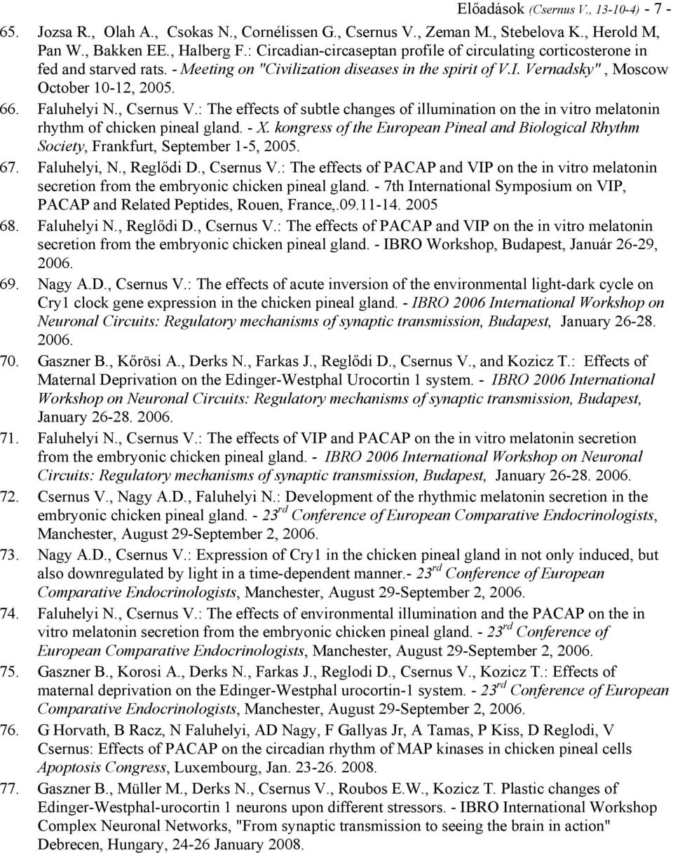 Faluhelyi N., Csernus V.: The effects of subtle changes of illumination on the in vitro melatonin rhythm of chicken pineal gland. - X.