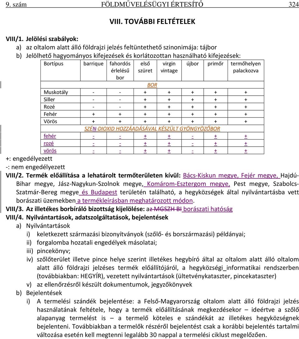 fahordós érlelésű bor első szüret virgin vintage újbor primőr termőhelyen palackozva BOR Muskotály - - + + + + + Siller - - + + + + + Rozé - - + + + + + Fehér + + + + + + + Vörös + + + + + + +