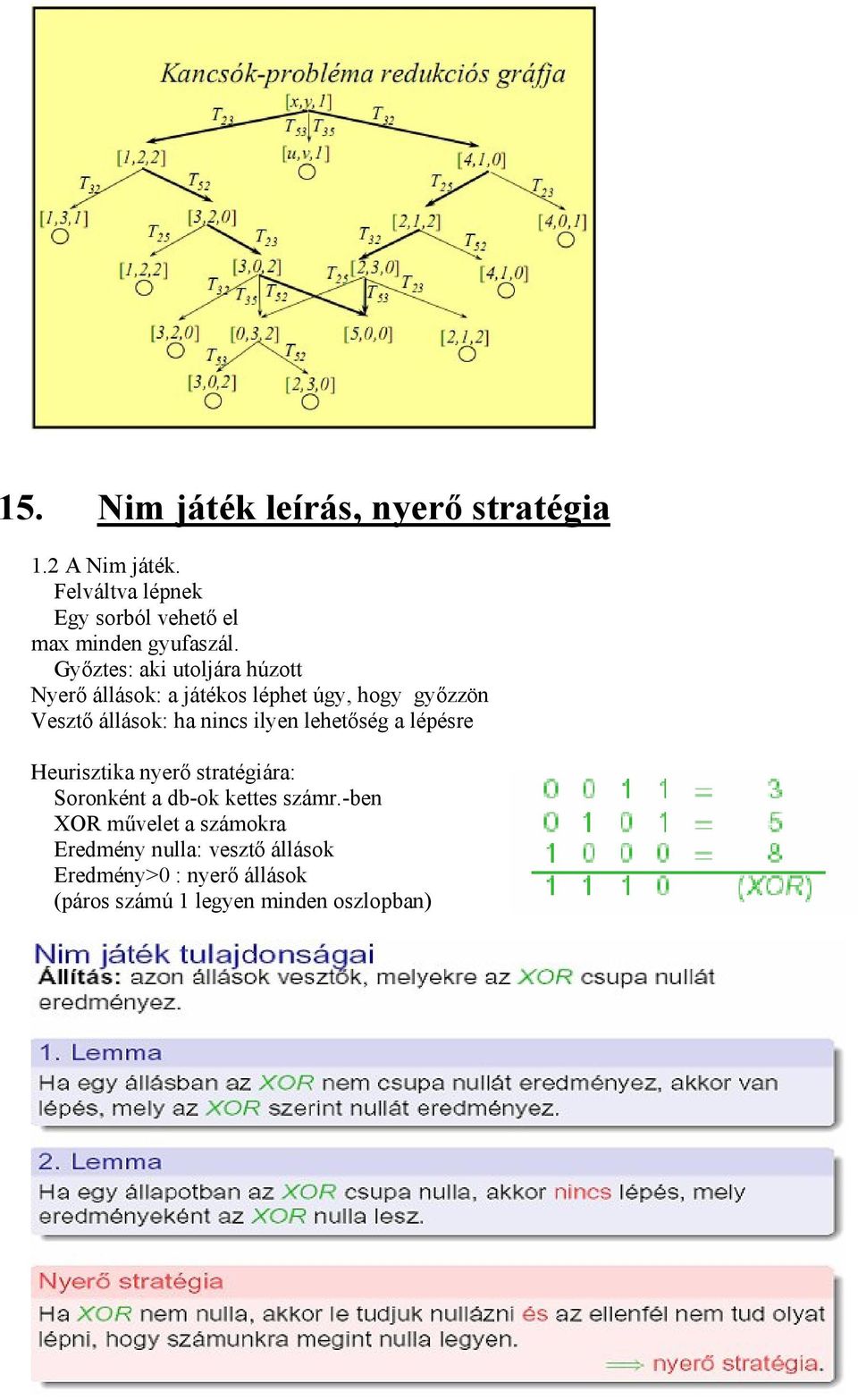 Győztes: aki utoljára húzott Nyerő állások: a játékos léphet úgy, hogy győzzön Vesztő állások: ha nincs