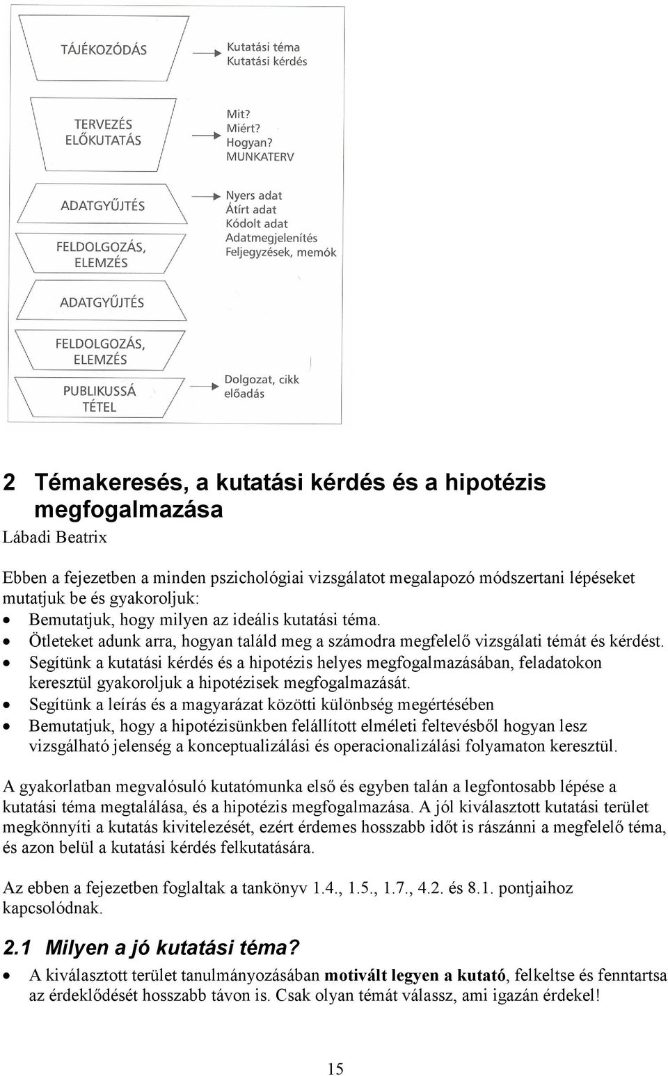 Segítünk a kutatási kérdés és a hipotézis helyes megfogalmazásában, feladatokon keresztül gyakoroljuk a hipotézisek megfogalmazását.