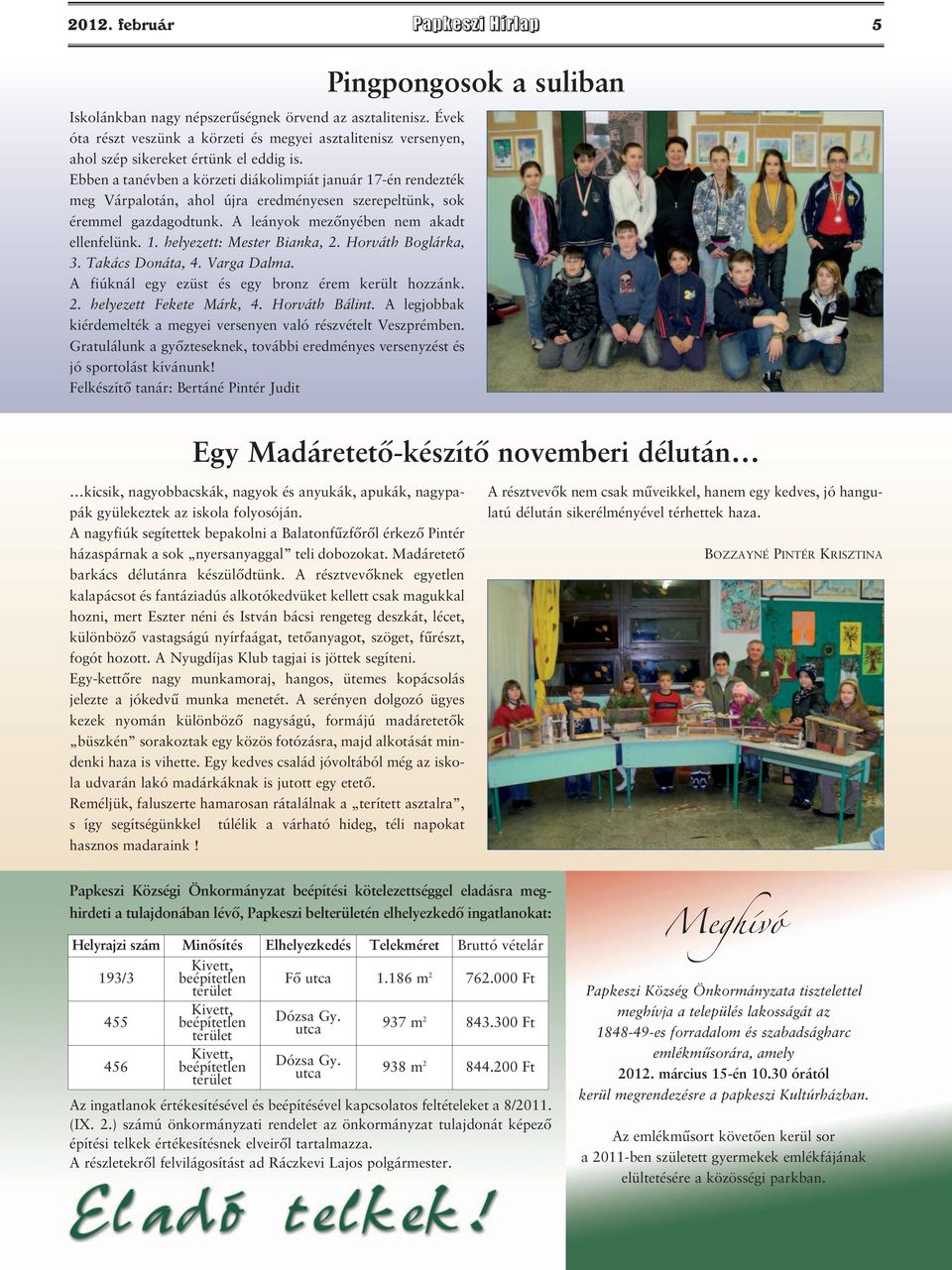 Horváth Boglárka, 3. Takács Donáta, 4. Varga Dalma. A fiúknál egy ezüst és egy bronz érem került hozzánk. 2. helyezett Fekete Márk, 4. Horváth Bálint.