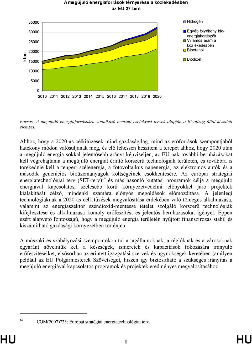 Ahhoz, hogy a 2020-as célkitűzések mind gazdaságilag, mind az erőforrások szempontjából hatékony módon valósuljanak meg, és elő lehessen készíteni a terepet ahhoz, hogy 2020 után a megújuló energia