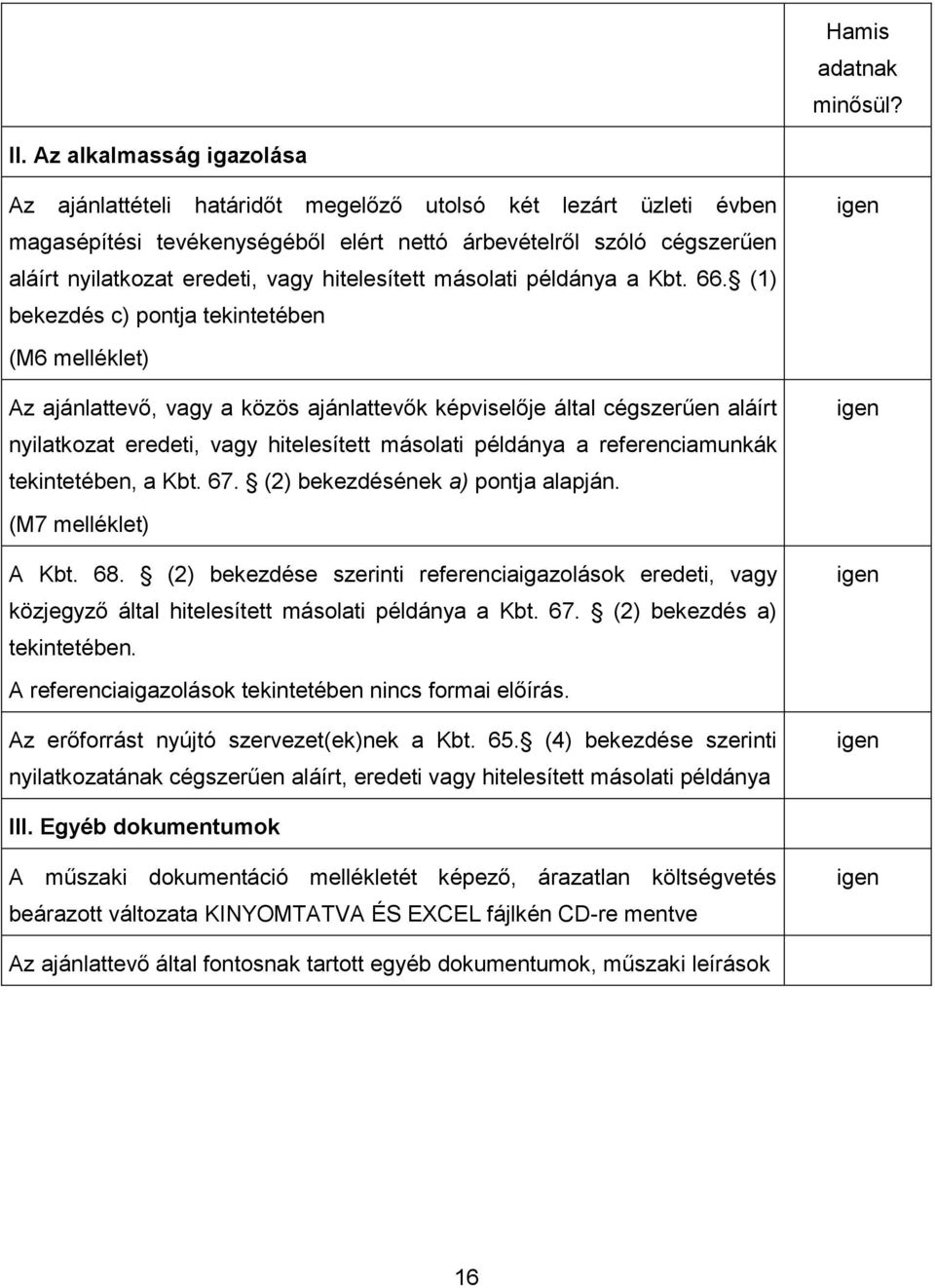 hitelesített másolati példánya a Kbt. 66.