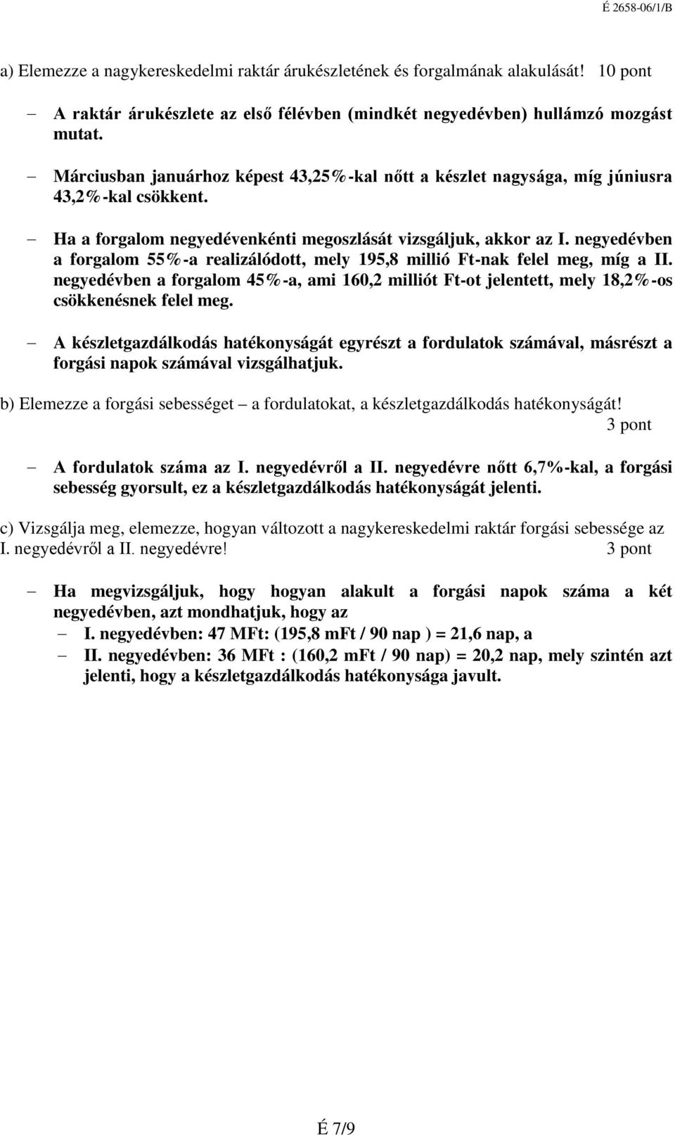 negyedévben a forgalom 55%-a realizálódott, mely 195,8 millió Ft-nak felel meg, míg a. negyedévben a forgalom 45%-a, ami 160,2 milliót Ft-ot jelentett, mely 18,2%-os csökkenésnek felel meg.