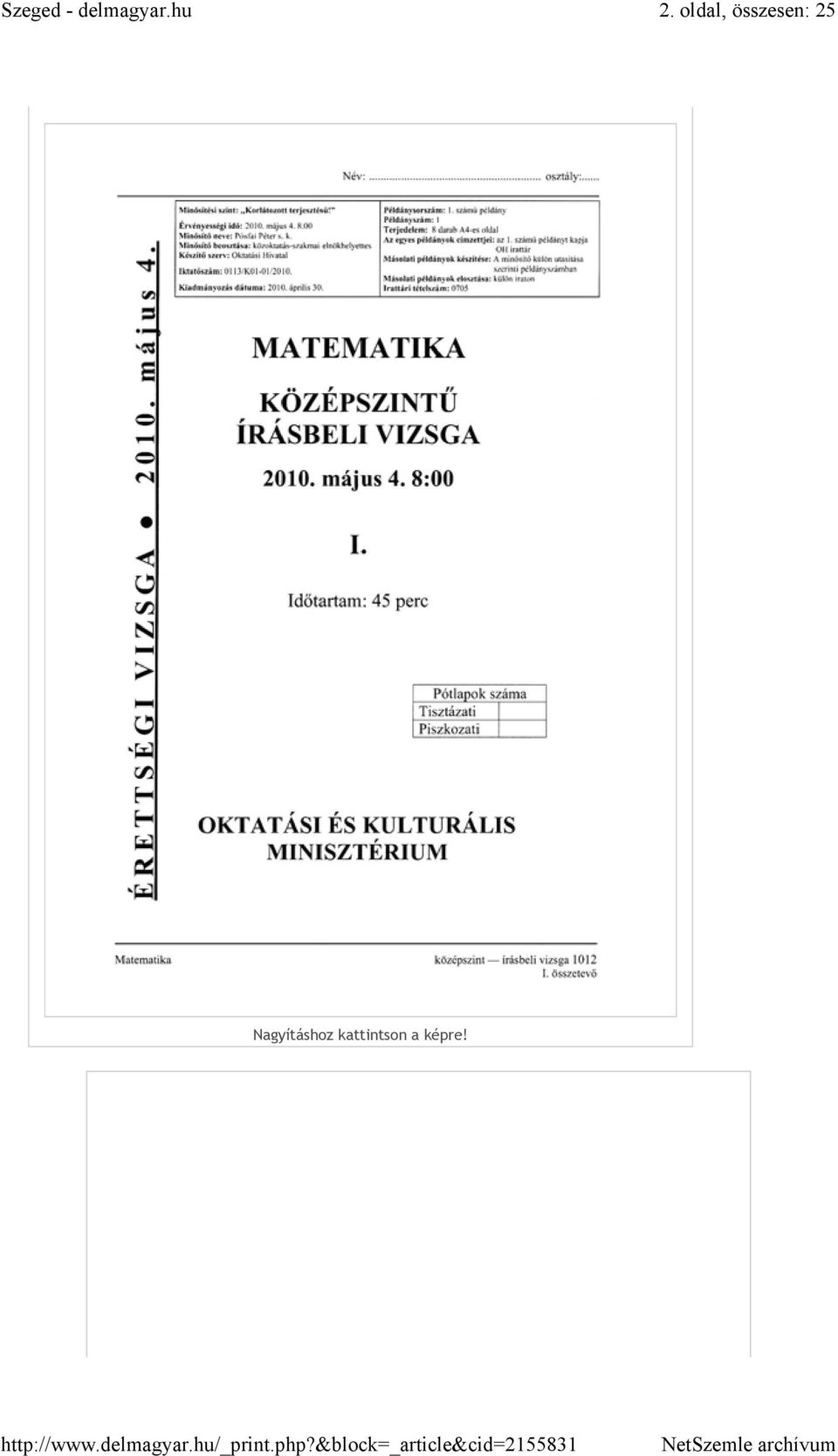 Íme a 2010-es matematika érettségi megoldásai - PDF Ingyenes letöltés