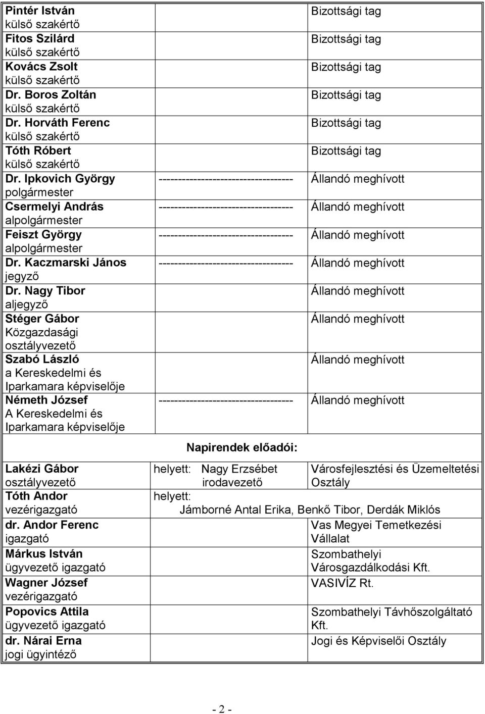 Andor Ferenc igazgató Márkus István Wagner József vezérigazgató Popovics Attila dr.