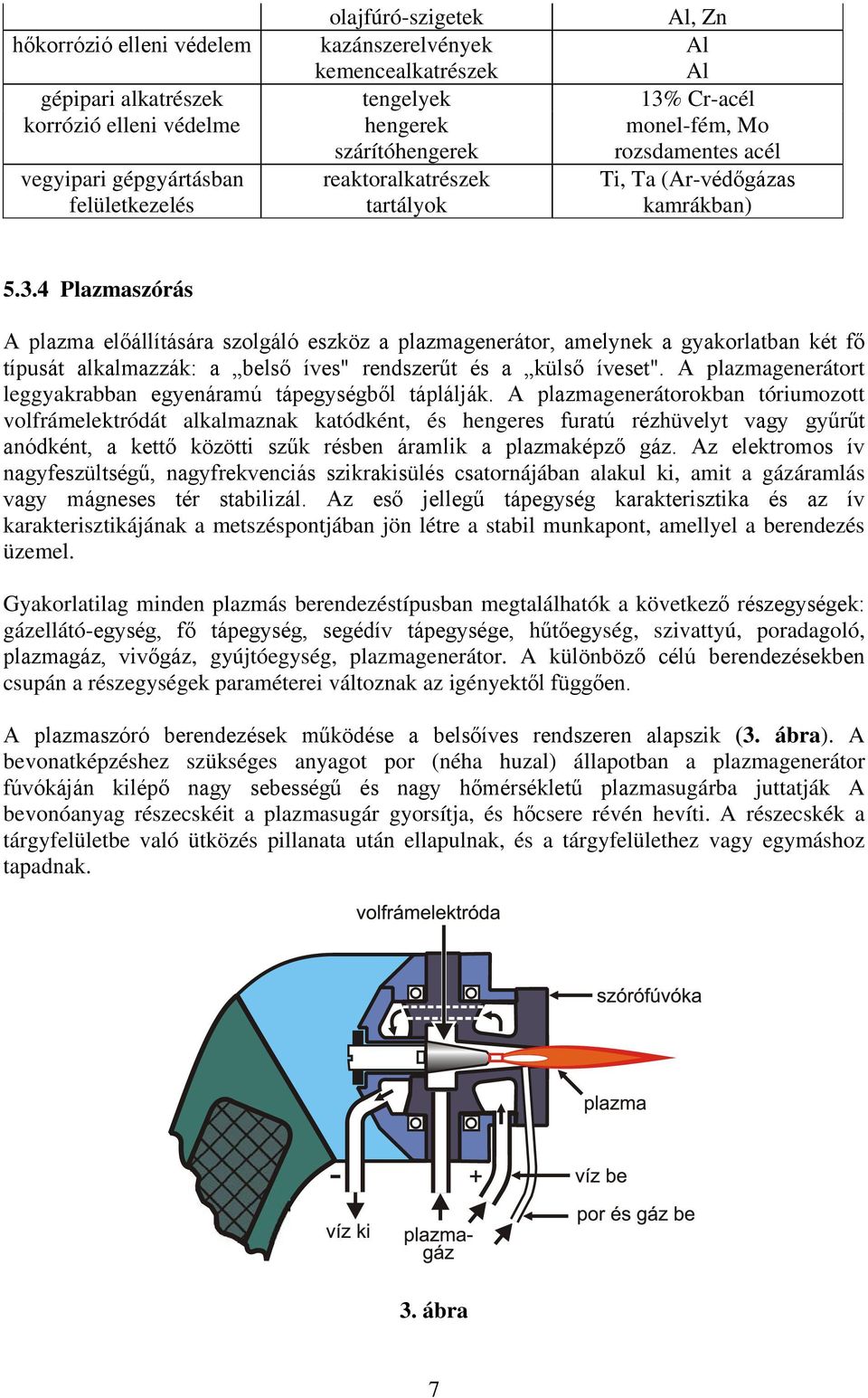 4 Plazmaszórás A plazma előállítására szolgáló eszköz a plazmagenerátor, amelynek a gyakorlatban két fő típusát alkalmazzák: a belső íves" rendszerűt és a külső íveset".