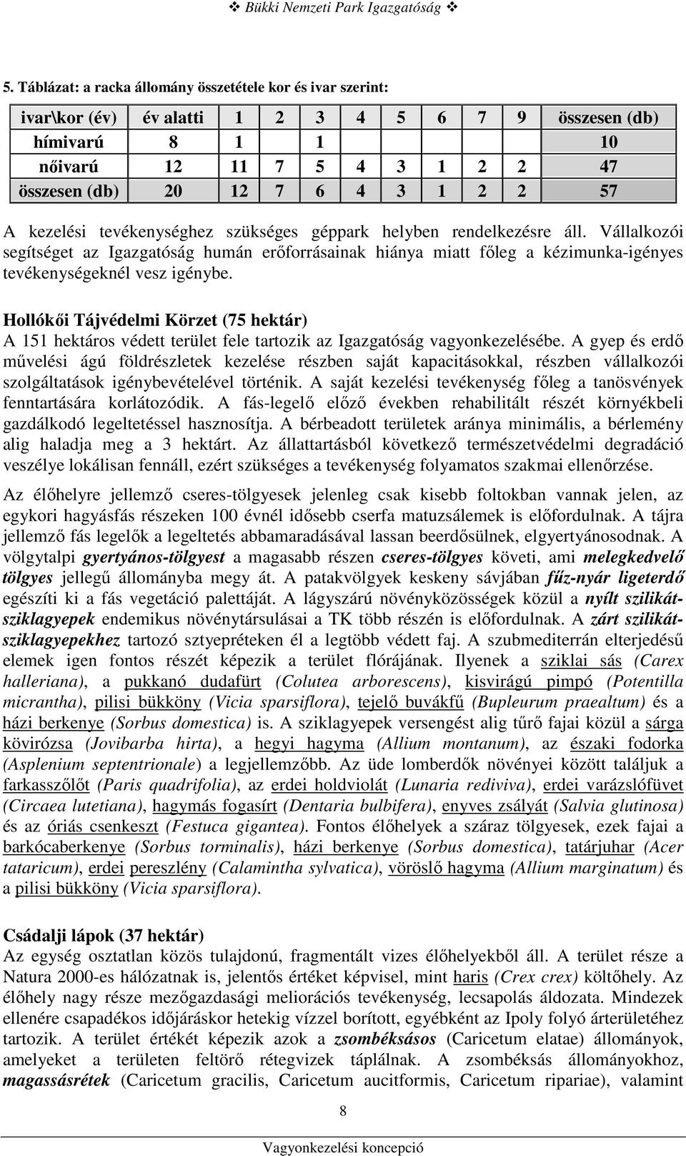 Vállalkozói segítséget az Igazgatóság humán erıforrásainak hiánya miatt fıleg a kézimunka-igényes tevékenységeknél vesz igénybe.