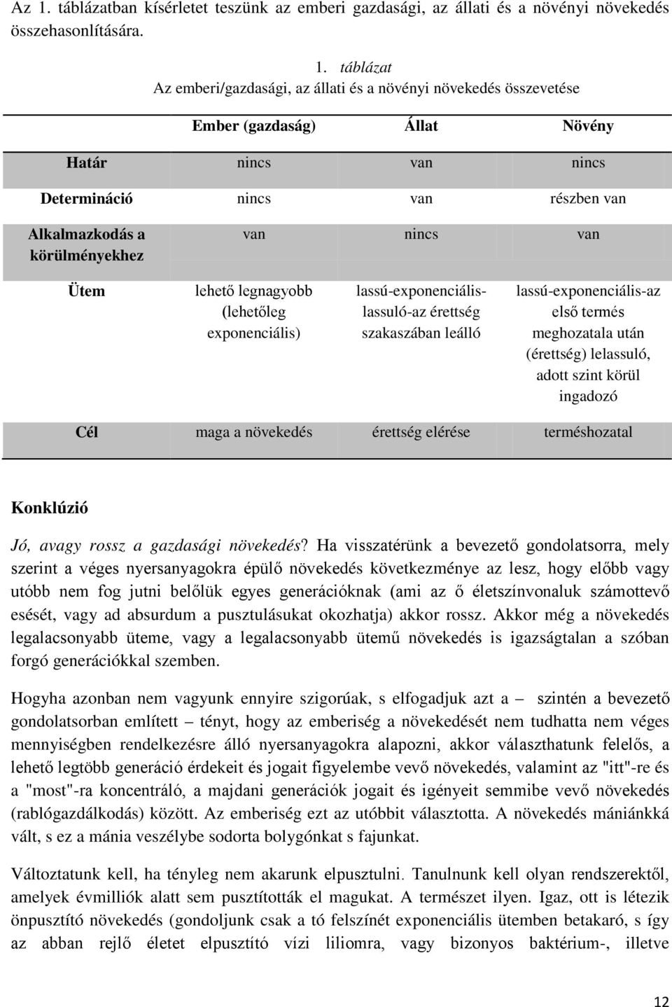 lassú-exponenciálislassuló-az érettség szakaszában leálló lassú-exponenciális-az első termés meghozatala után (érettség) lelassuló, adott szint körül ingadozó Cél maga a növekedés érettség elérése