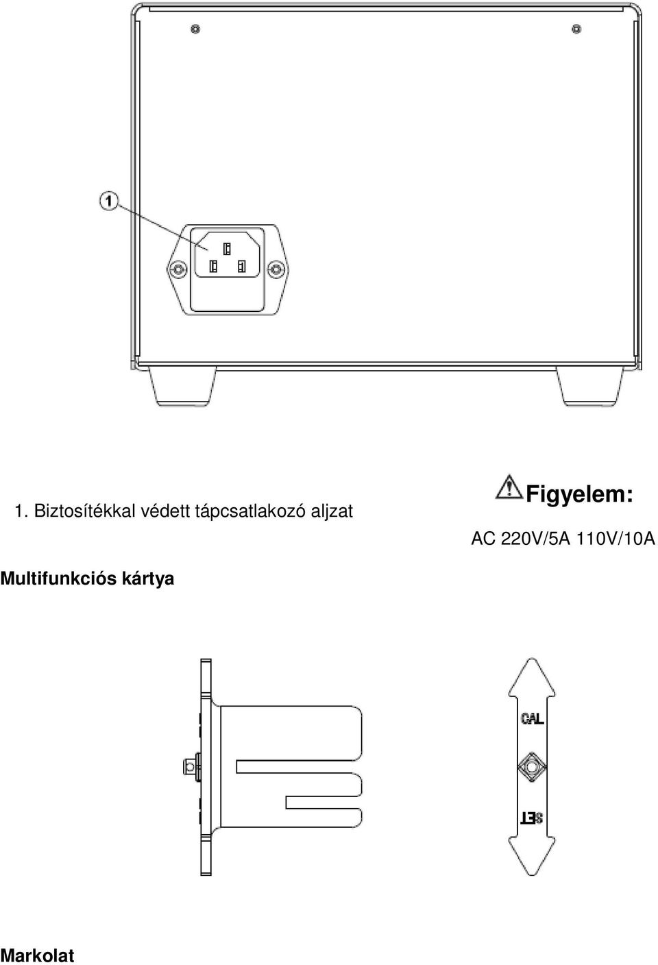 Figyelem: AC 220V/5A