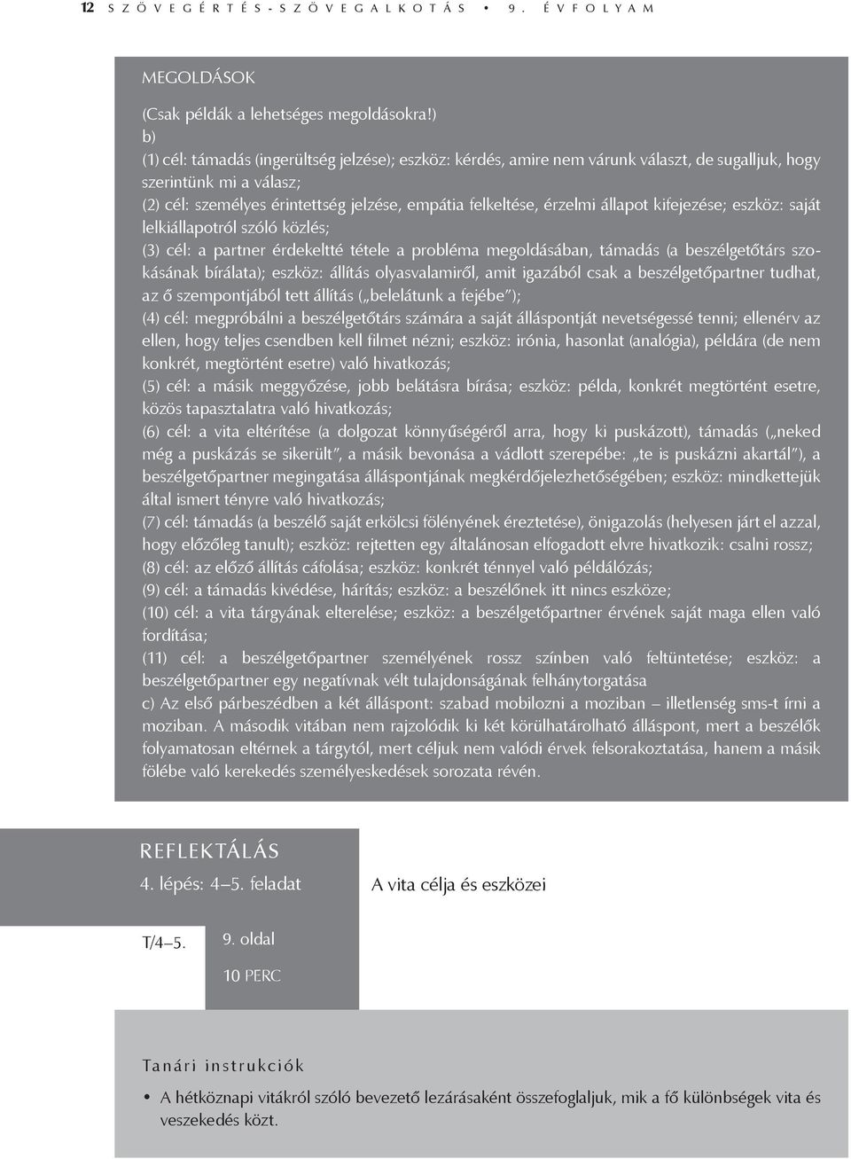 állapot kifejezése; eszköz: saját lelkiállapotról szóló közlés; (3) cél: a partner érdekeltté tétele a probléma megoldásában, támadás (a beszélgetőtárs szokásának bírálata); eszköz: állítás