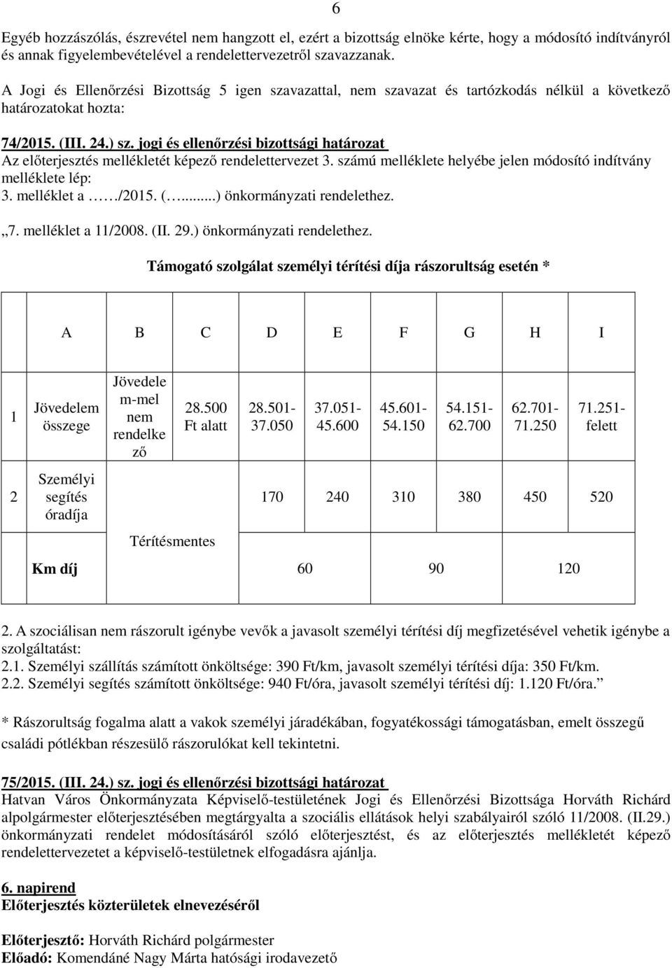 számú melléklete helyébe jelen módosító indítvány melléklete lép: 3. melléklet a /2015. (...) önkormányzati rendelethez.