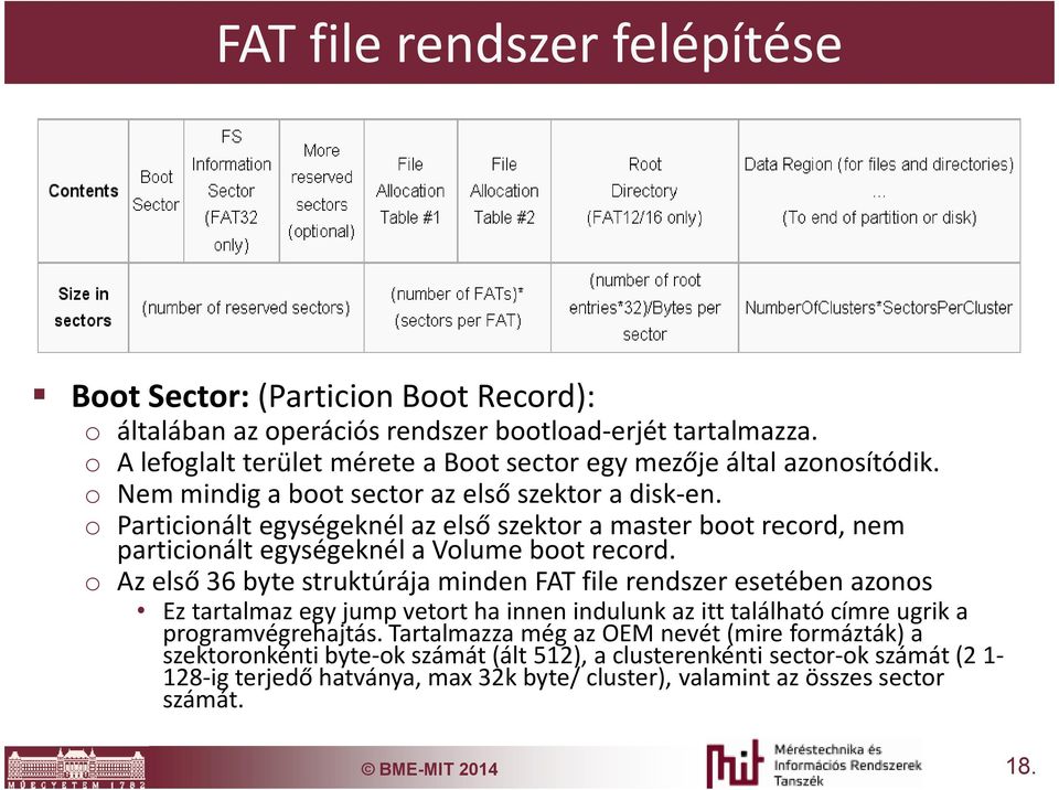 o Particionált egységeknél az első szektor a master boot record, nem particionált egységeknél a Volume boot record.