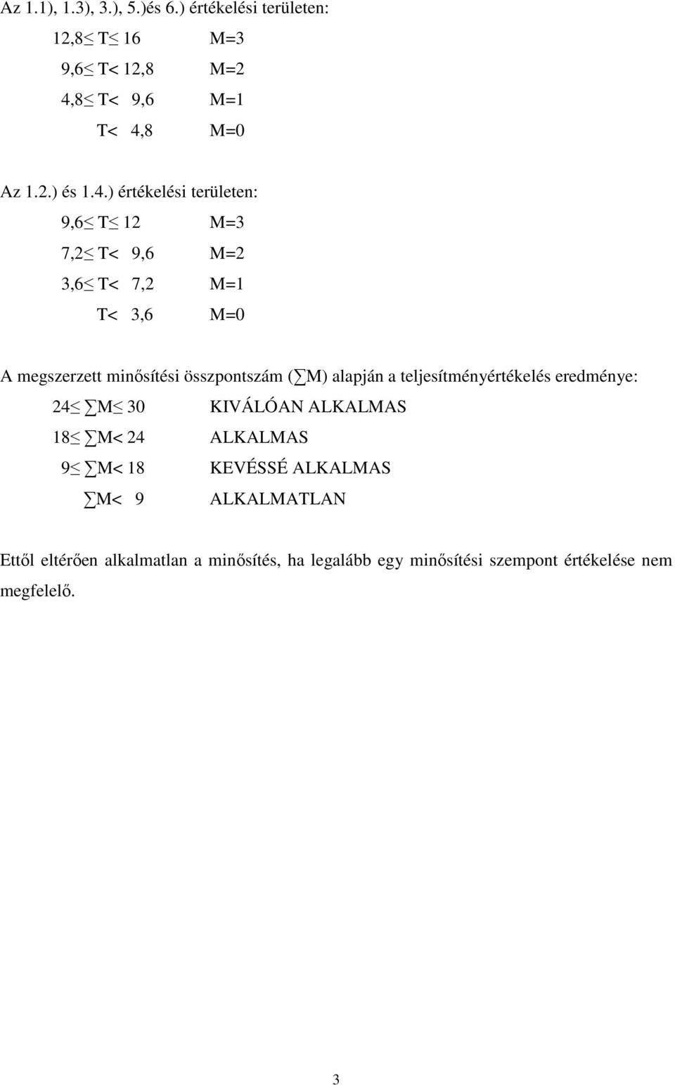 M) alapján a teljesítményértékelés eredménye: 24 M 30 KIVÁLÓAN ALKALMAS 18 M< 24 ALKALMAS 9 M< 18 KEVÉSSÉ ALKALMAS M< 9