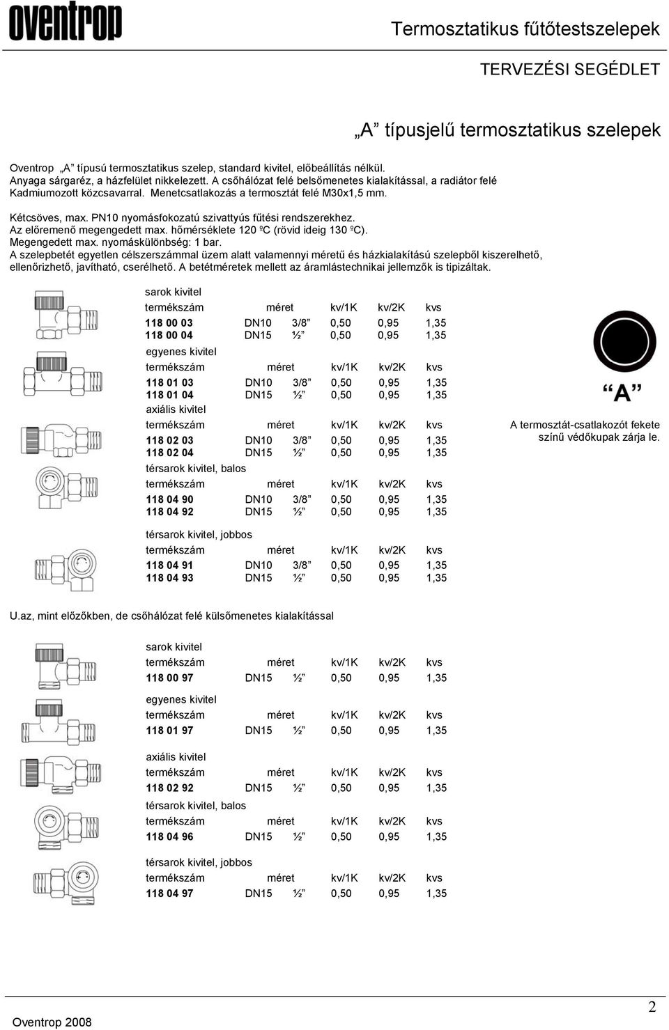 PN10 nyomásfokozatú szivattyús fűtési rendszerekhez. Az előremenő megengedett max. hőmérséklete 120 ºC (rövid ideig 130 ºC). Megengedett max. nyomáskülönbség: 1 bar.